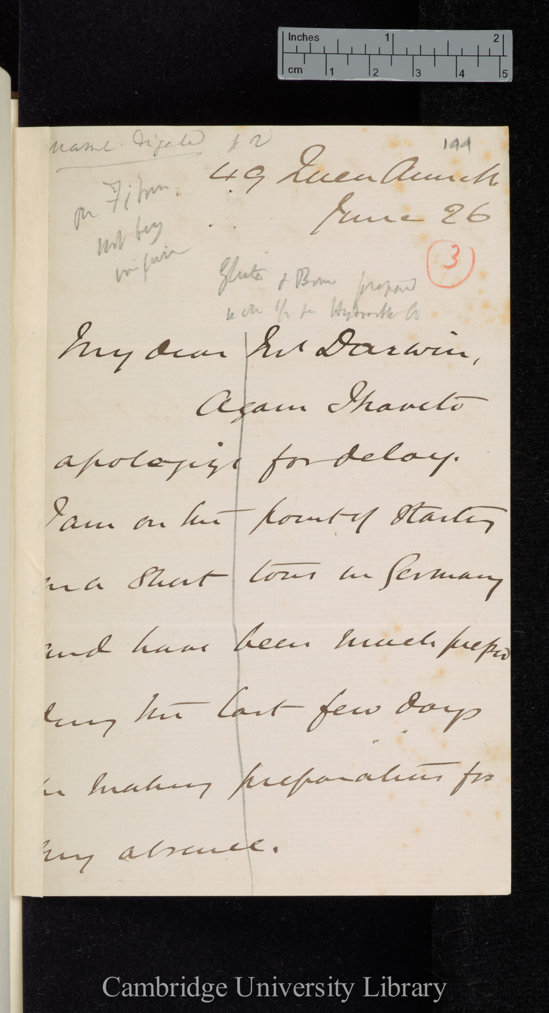 Sir John Scott Burdon Sanderson to Charles Robert Darwin