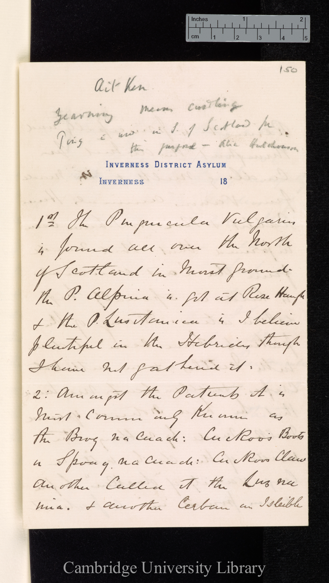 Thomas Aitken to Charles Robert Darwin