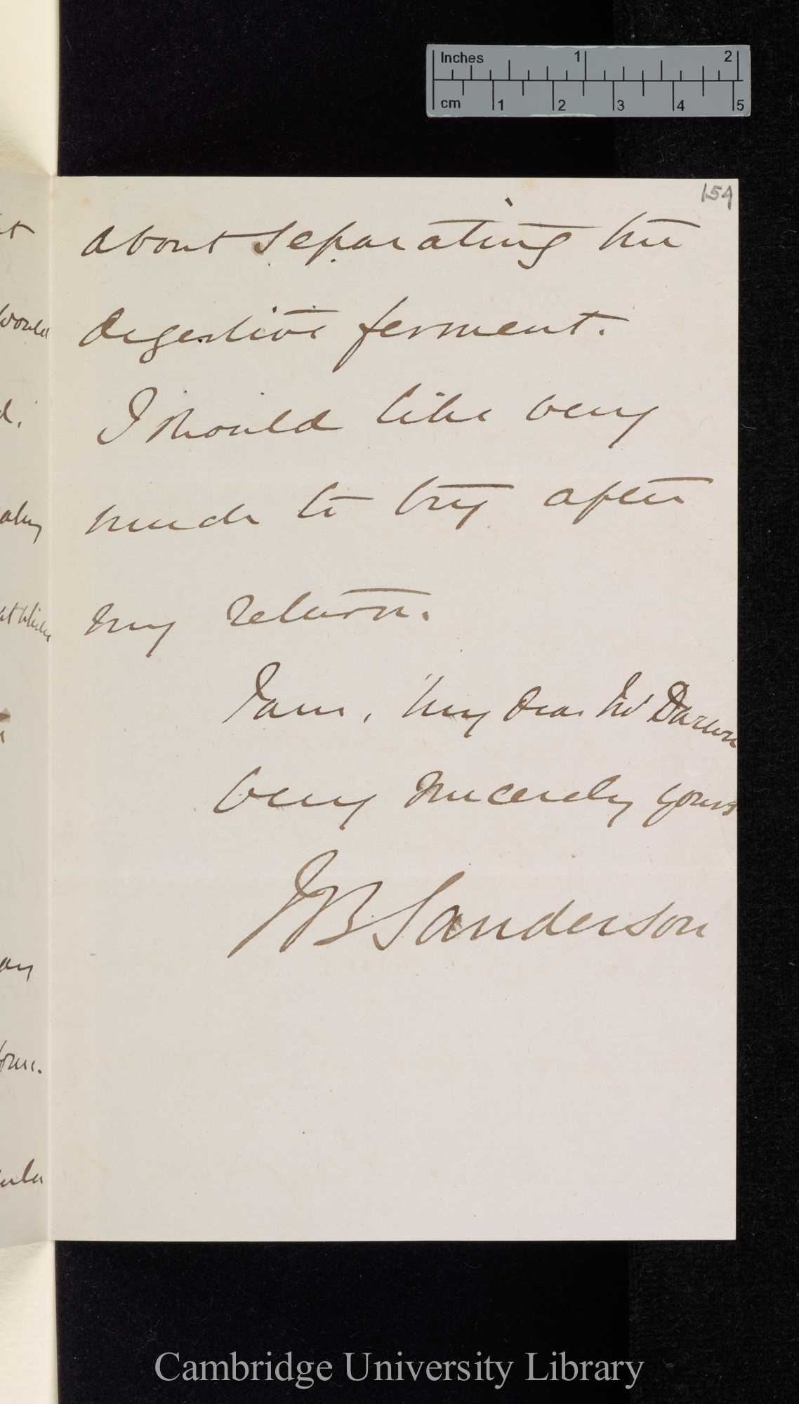 Sir John Scott Burdon Sanderson to Charles Robert Darwin