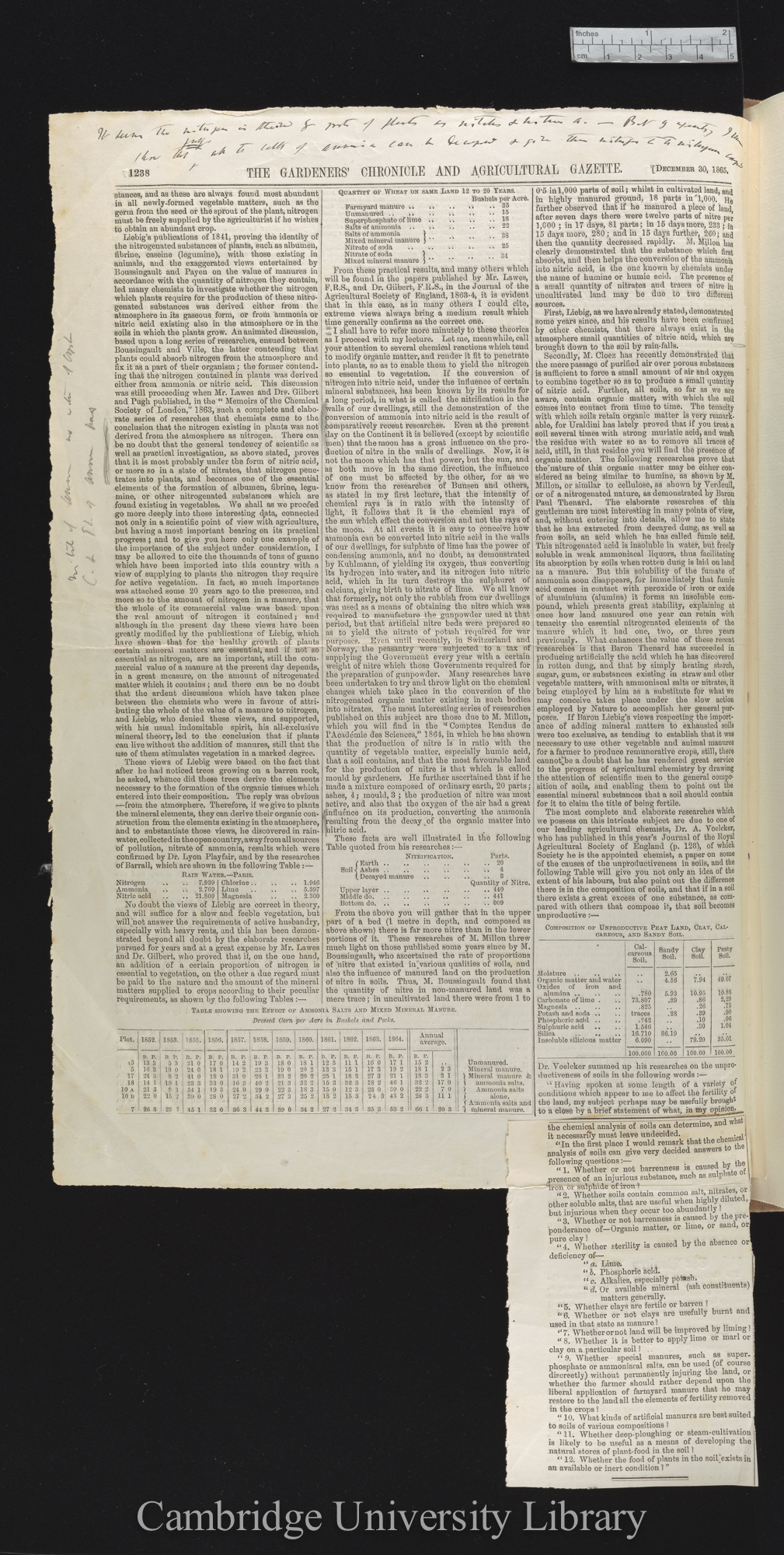 Recent discoveries in agricultural chemistry &#39;Gardeners&#39; Chronicle&#39;: 1238-1239