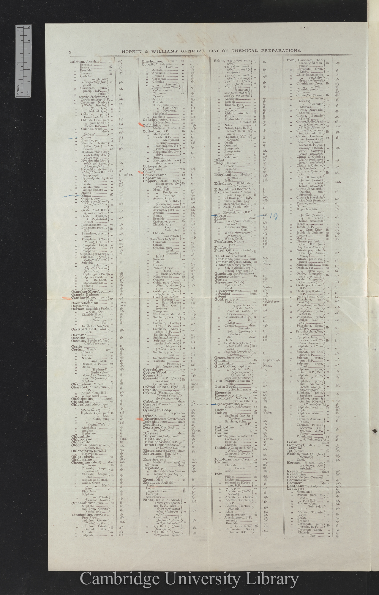 &#39;General list of chemical preparations&#39; [Butler &amp; Tanner]