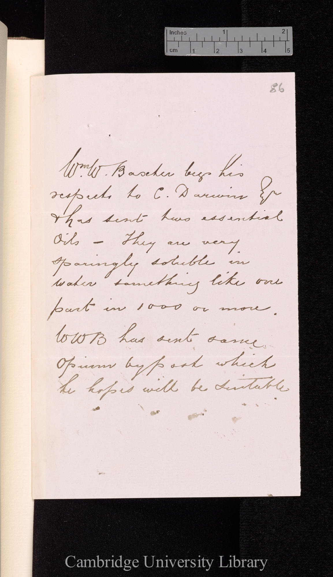 Letter from [William Walmisley Baxter] to Charles Robert Darwin; written at [place unstated]