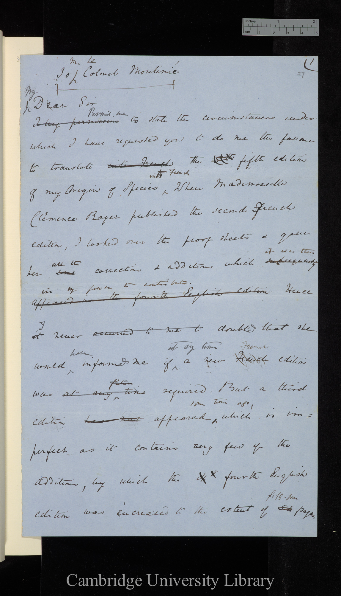 Charles Robert Darwin to Jean Jacques Moulinié