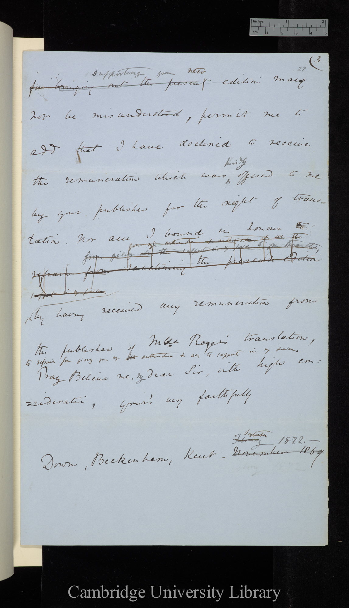 Charles Robert Darwin to Jean Jacques Moulinié