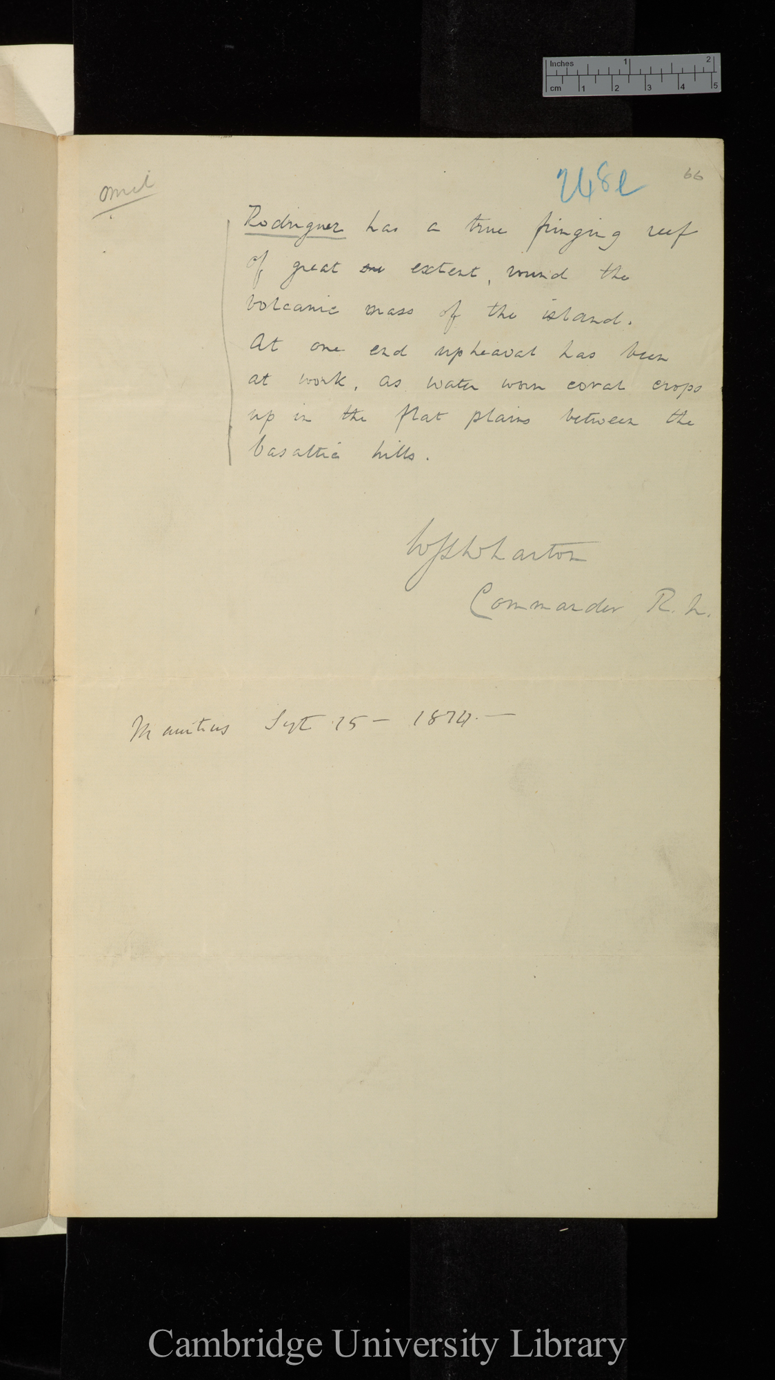 Sir William James Lloyd Wharton to Charles Robert Darwin