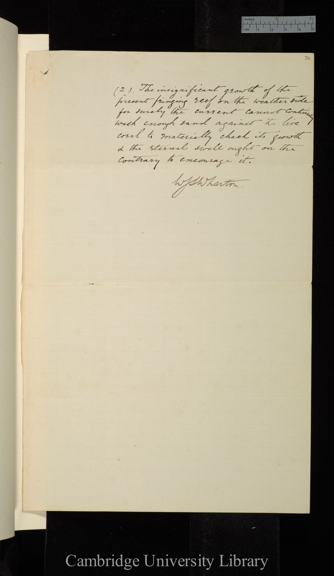 Sir William James Lloyd Wharton to Charles Robert Darwin