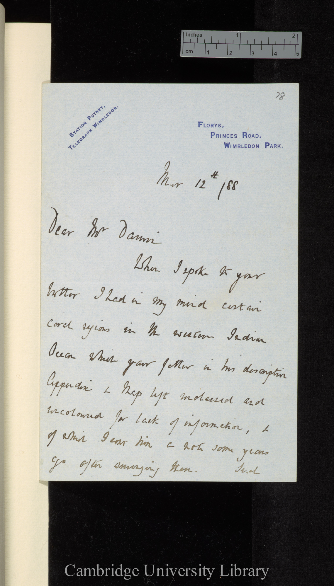 Sir William James Lloyd Wharton to Sir Francis Darwin