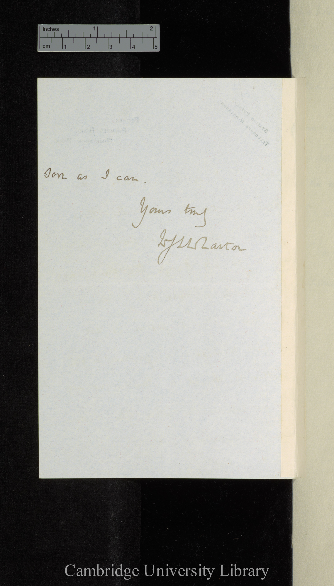 Sir William James Lloyd Wharton to Sir Francis Darwin