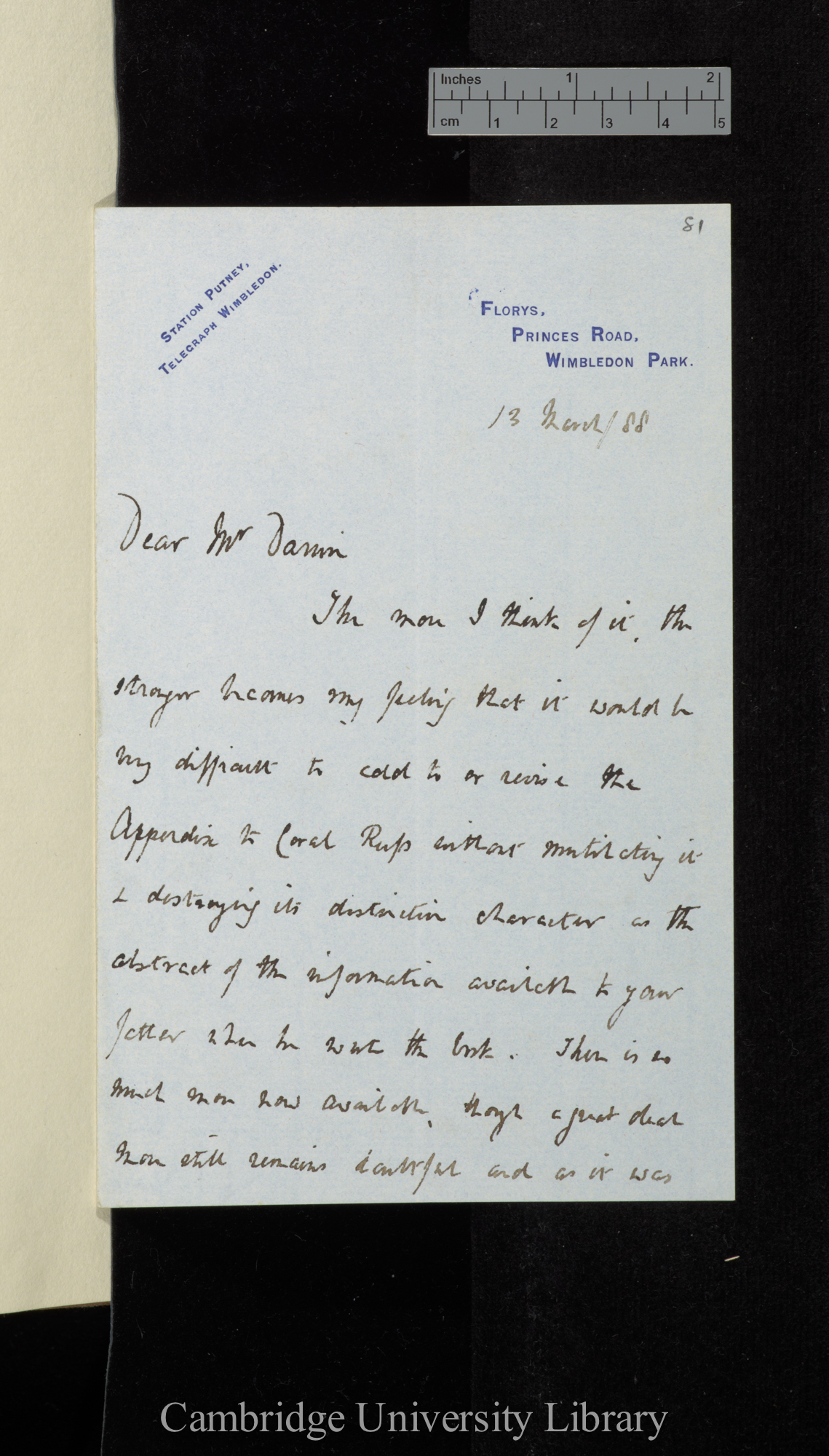 Sir William James Lloyd Wharton to Sir Francis Darwin