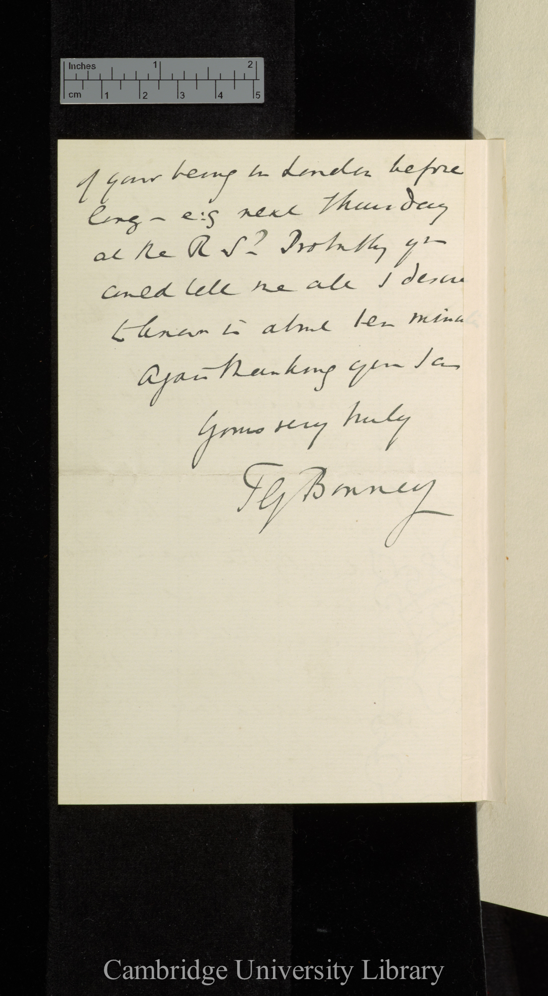 Thomas George Bonney to Sir Francis Darwin