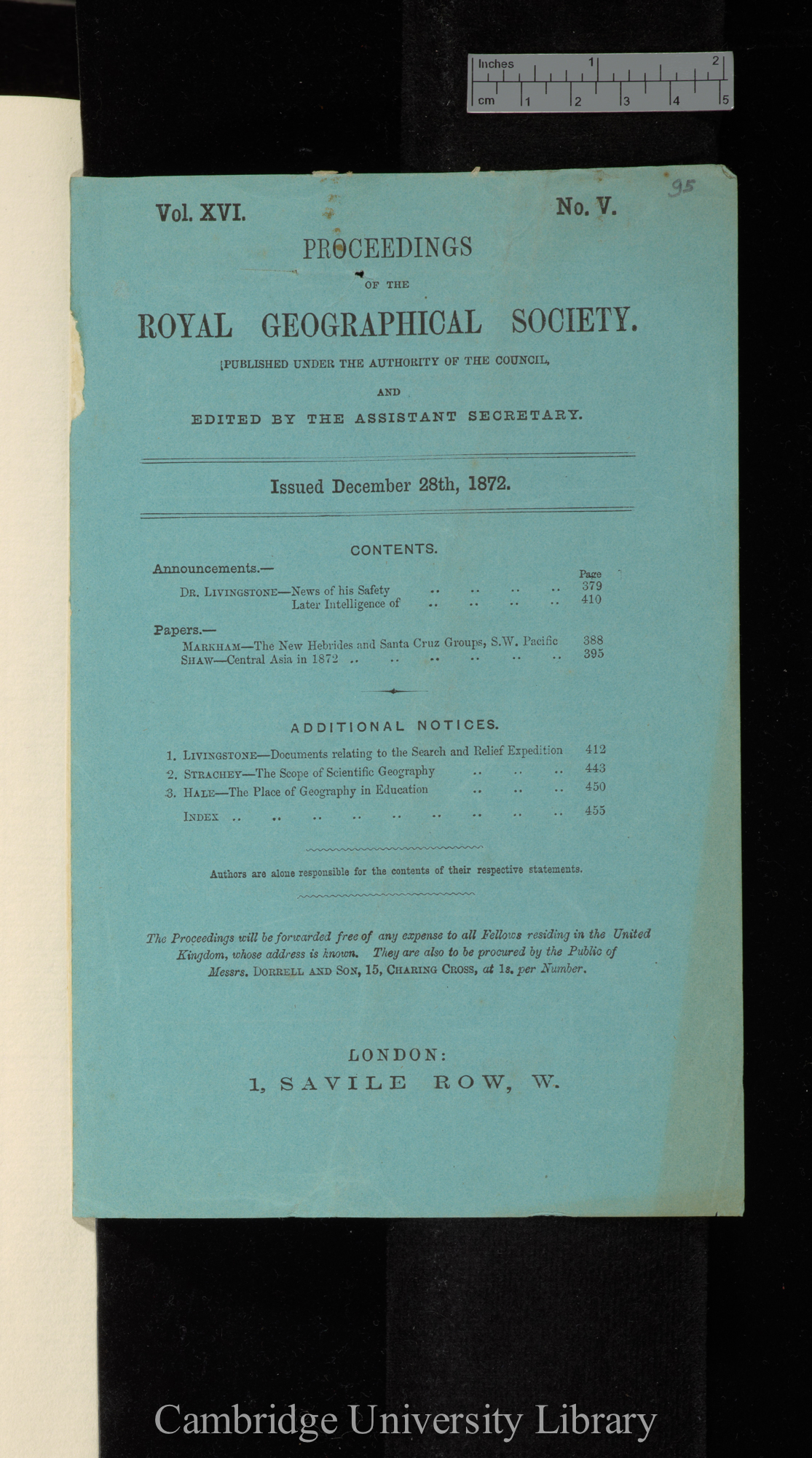 &#39;Royal Geographical Society (Proceedings)&#39; 16 (front cover)