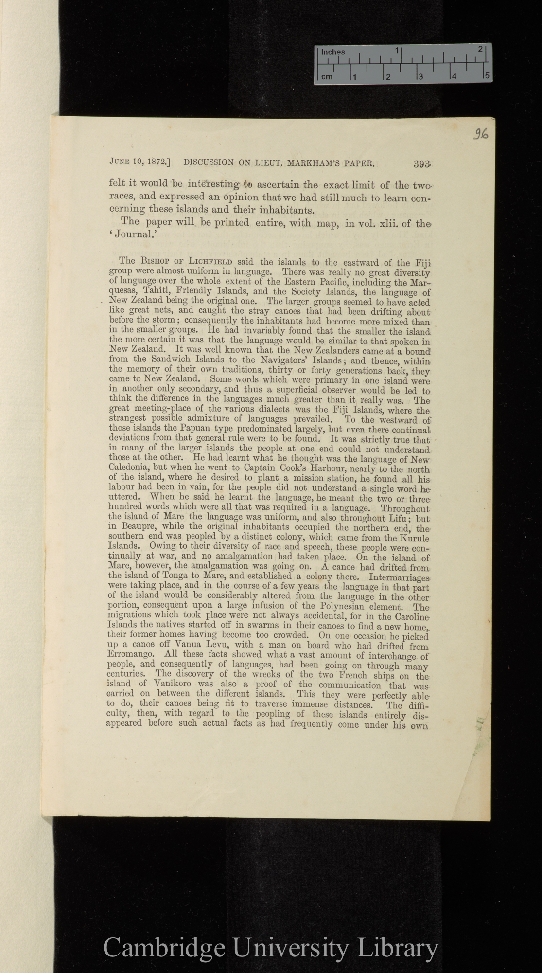 Discussion of Markham - &#39;The New Hebrides and Santa Cruz groups, S W Pacific&#39; &#39;Royal Geographical Society (Proceedings)&#39; 16: 393