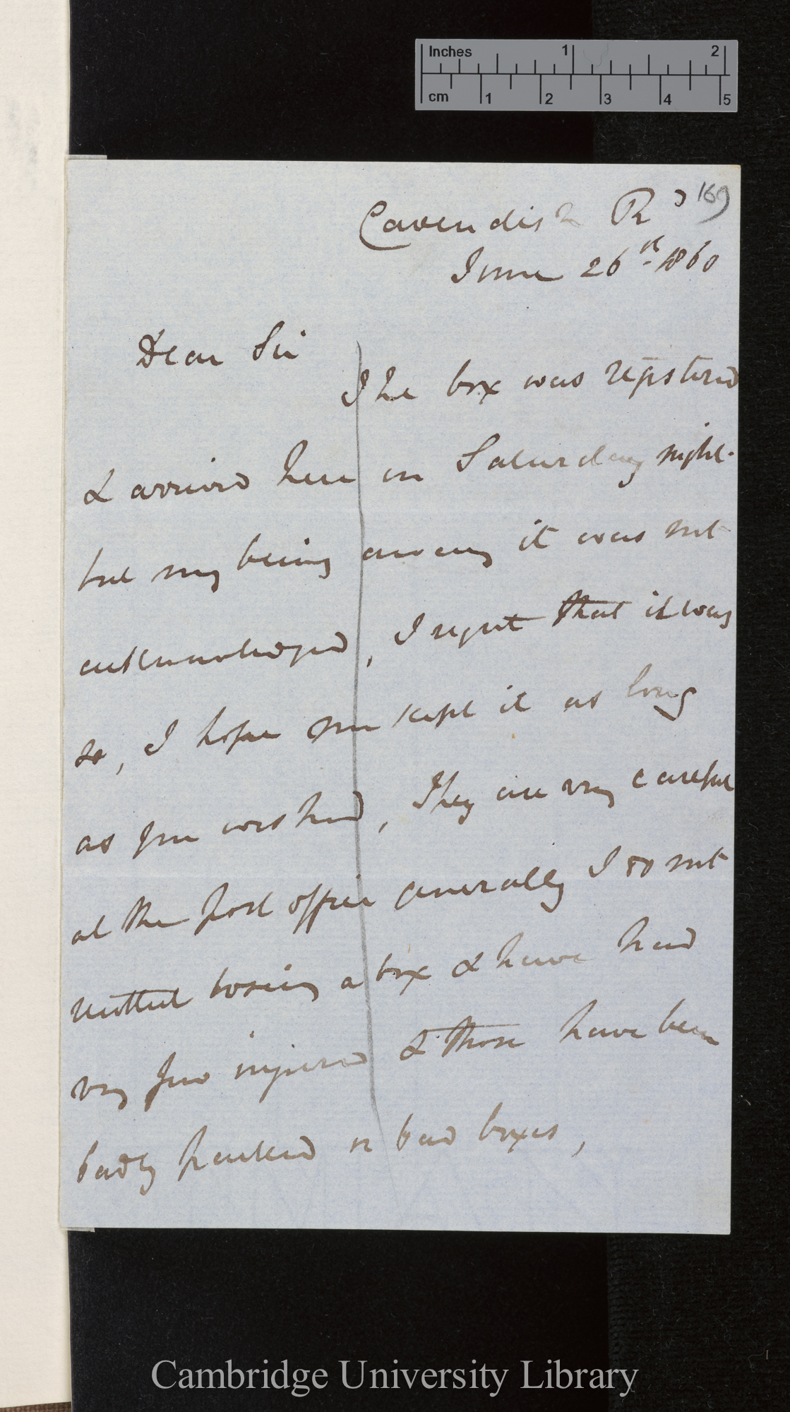 Frederick Bond to Charles Robert Darwin