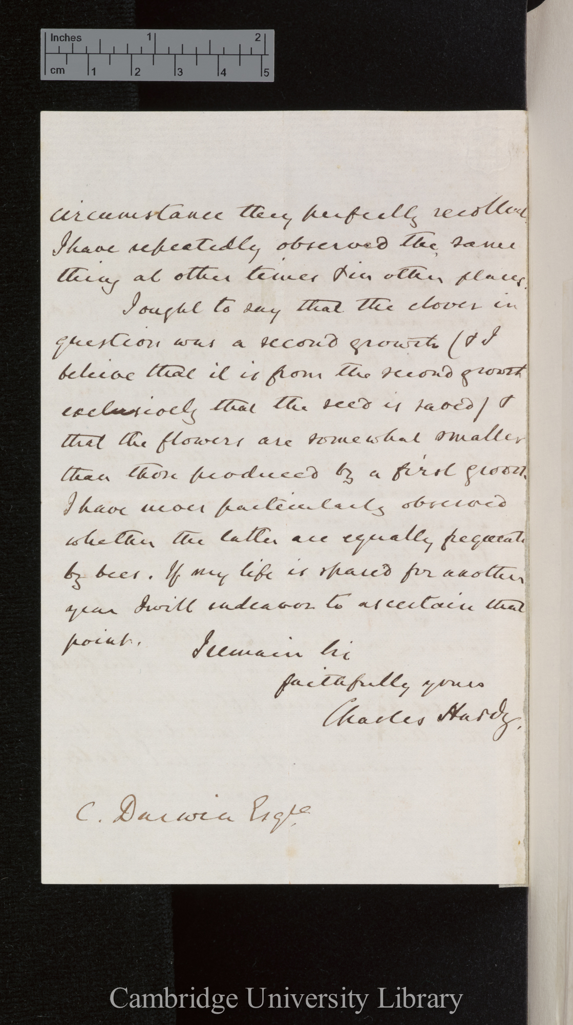 Charles Hardy to Charles Robert Darwin