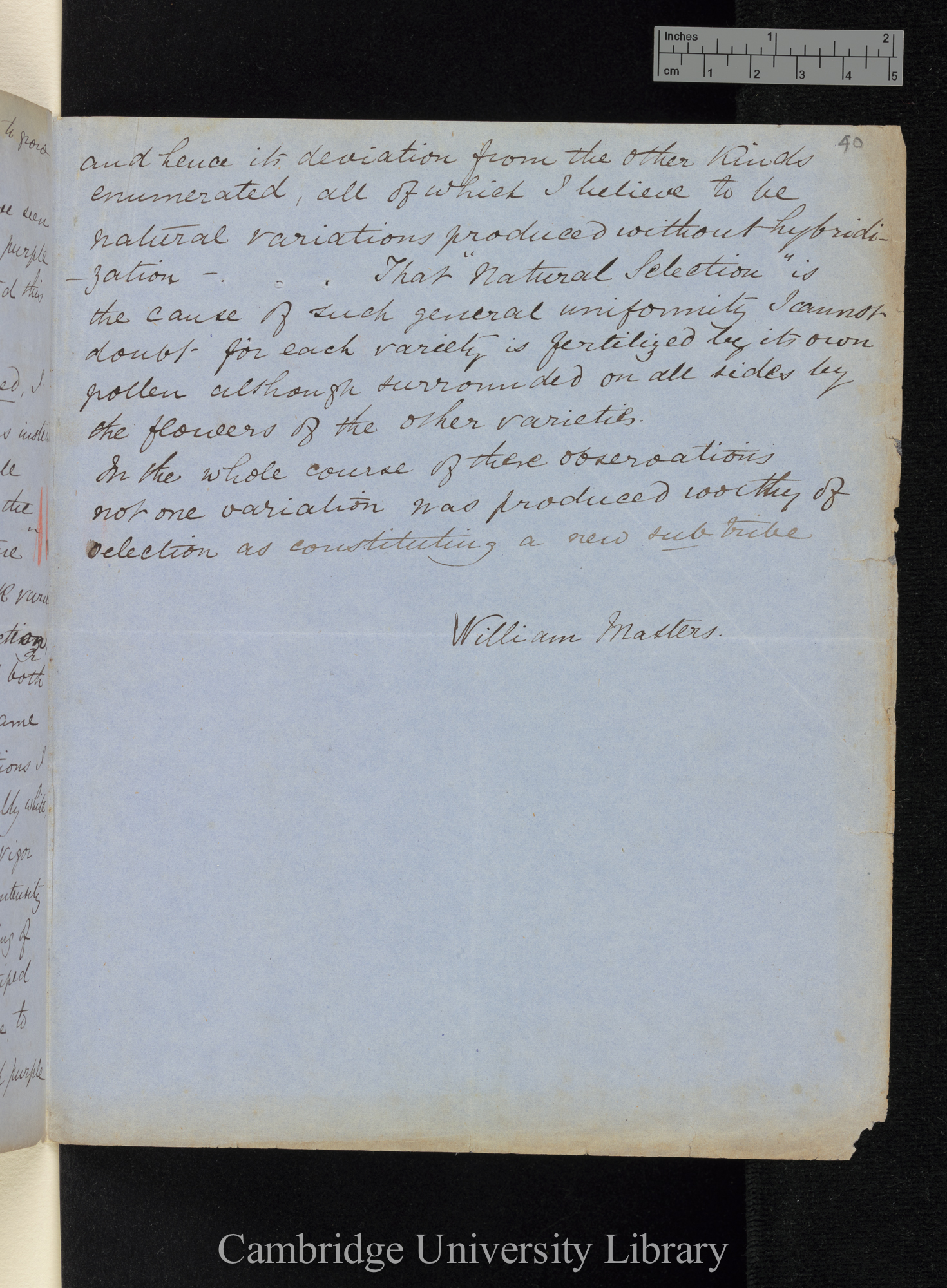 William Masters to Charles Robert Darwin