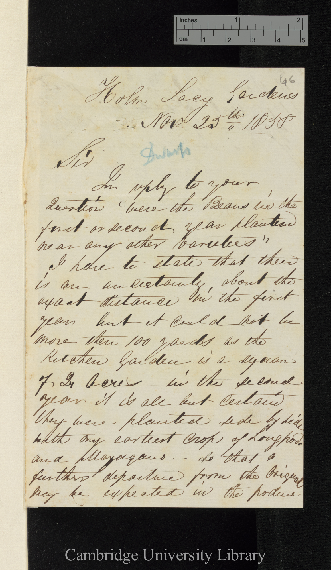 Samuel Wells to Charles Robert Darwin