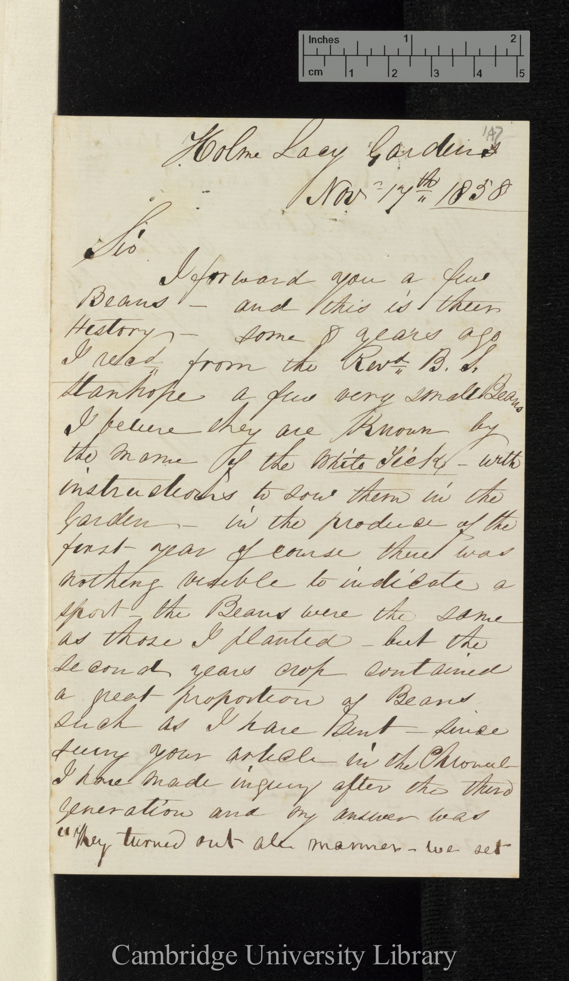 Samuel Wells to Charles Robert Darwin