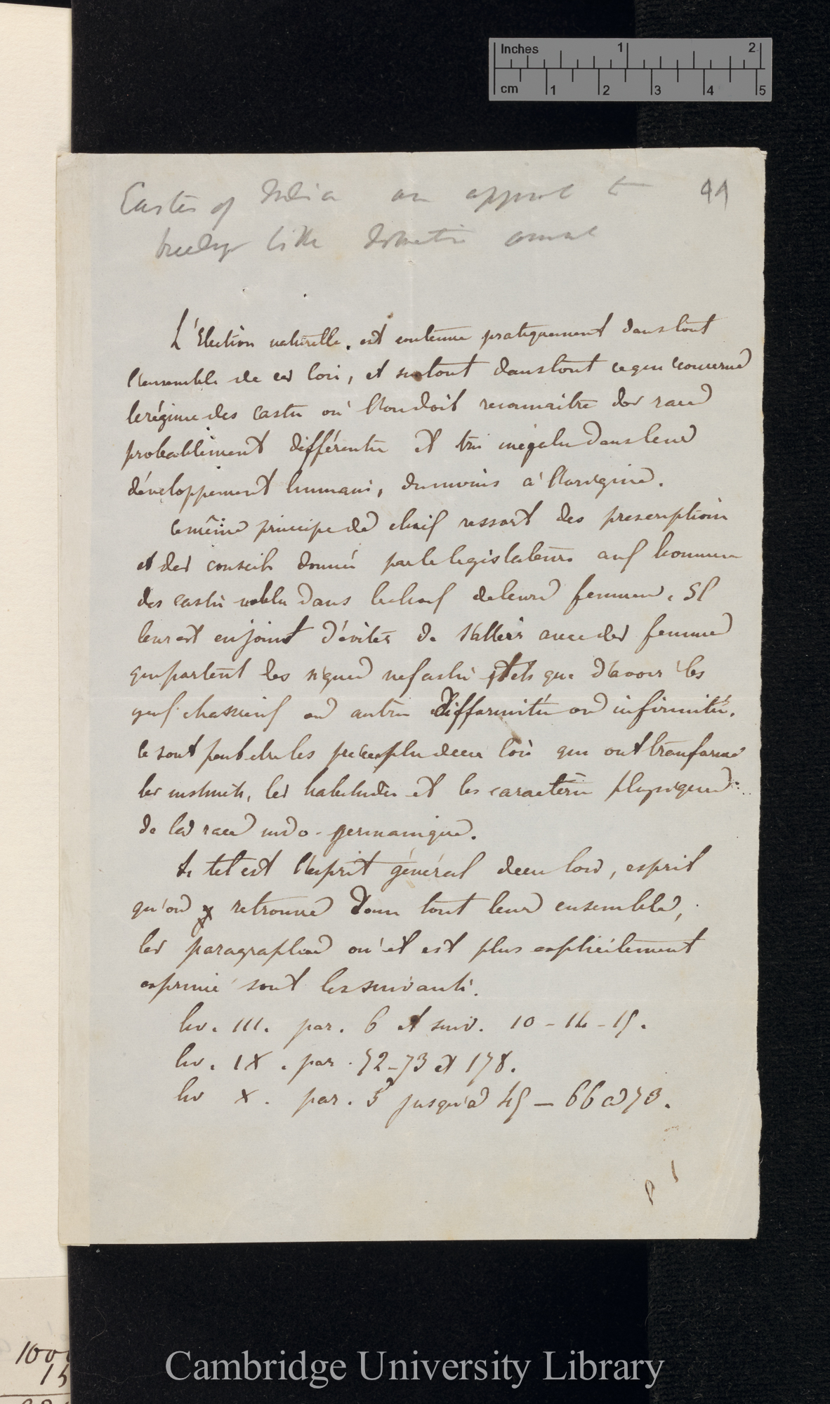 [Clémence Auguste Royer?] to Charles Robert Darwin