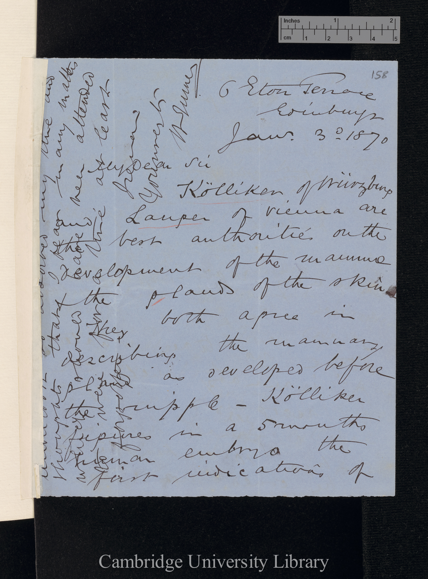 Sir William Turner to Charles Robert Darwin