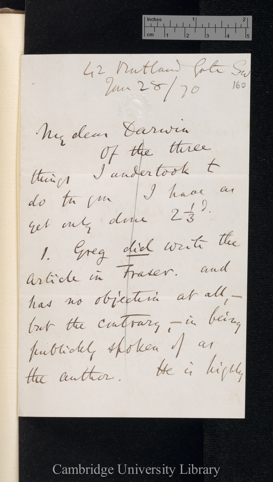 Francis Galton to Charles Robert Darwin