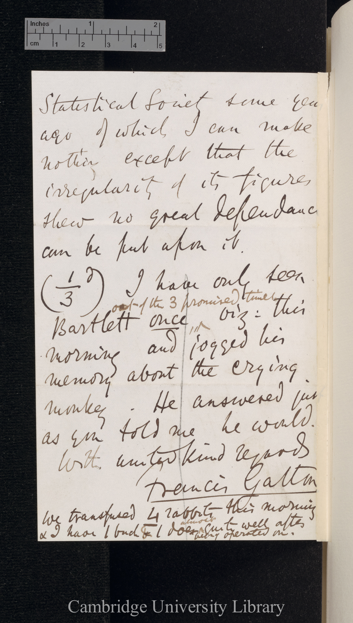 Francis Galton to Charles Robert Darwin