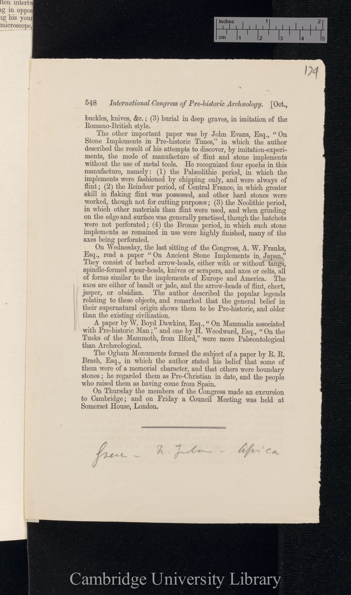 Anon. International congress of pre-historic archaeology &#39;Quart J Sci&#39;[?] 1869: 548