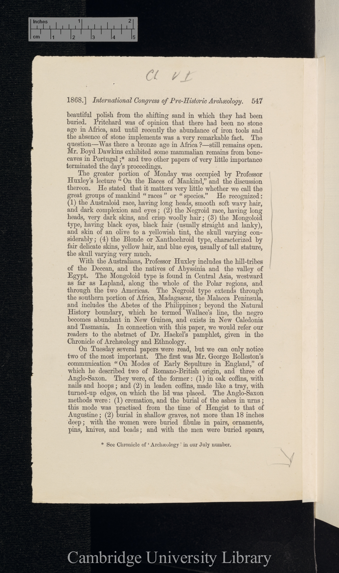 Anon. International congress of pre-historic archaeology &#39;Quart J Sci&#39;[?] 1869: 547