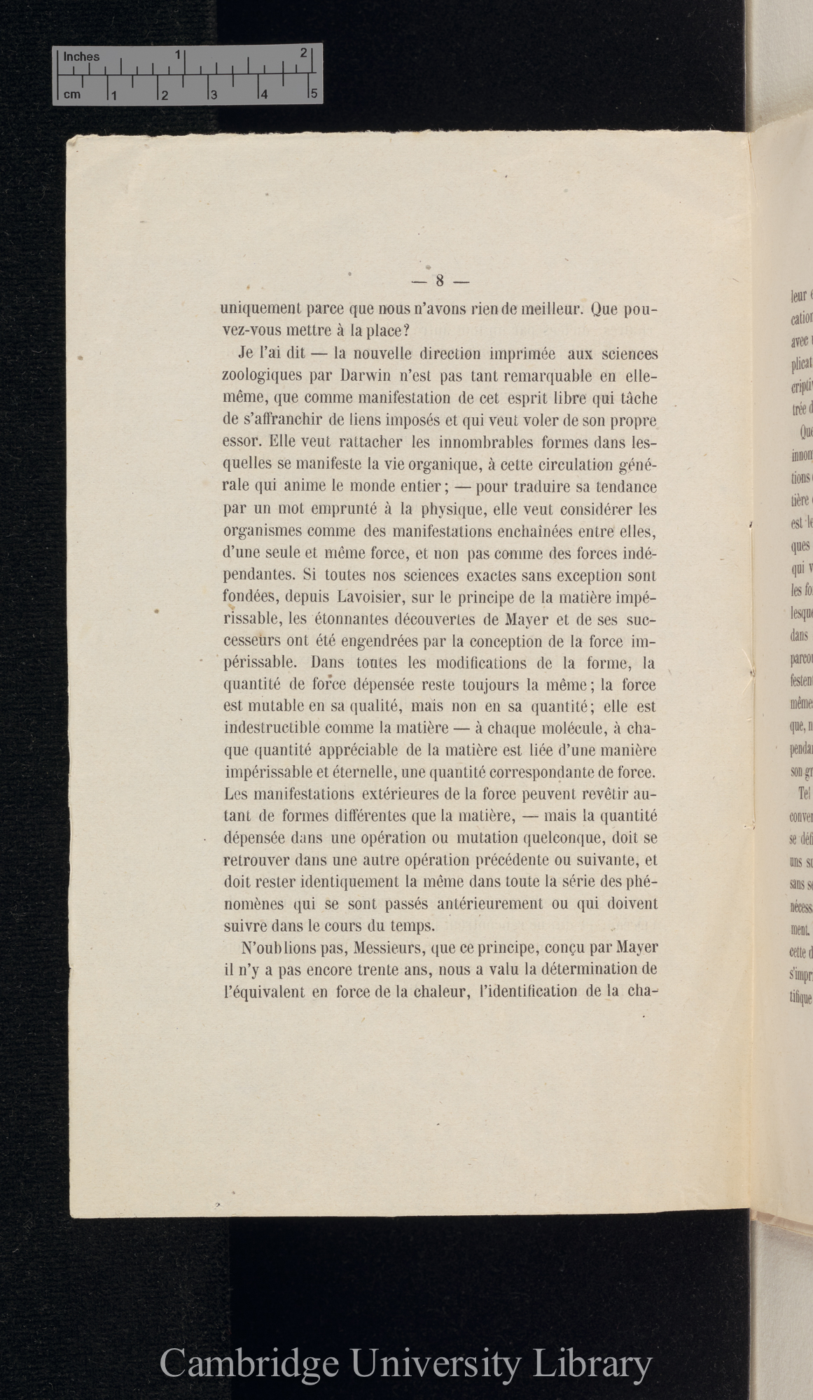 Vogt, C/Karl. Discours 15 April 1869 à l&#39;ouverture de la séance générale &#39;Institut National Génévois (Bulletin)&#39; 16: 8