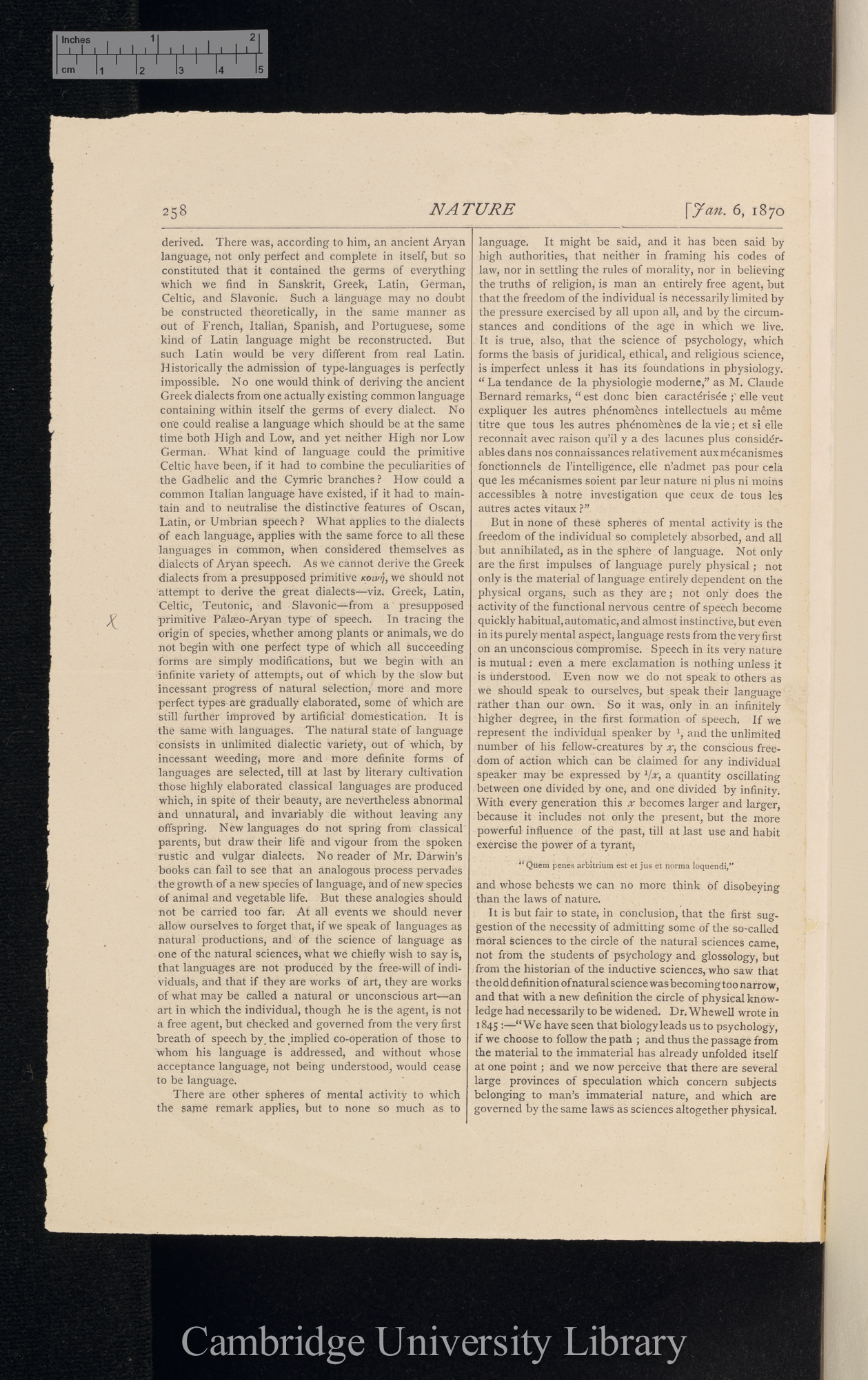 Müller, Friedrich Max. Review of Schleicher A (tr Bikkers A V W) &#39;Darwinism tested by the science of language&#39; &#39;Nature&#39; 1: 258