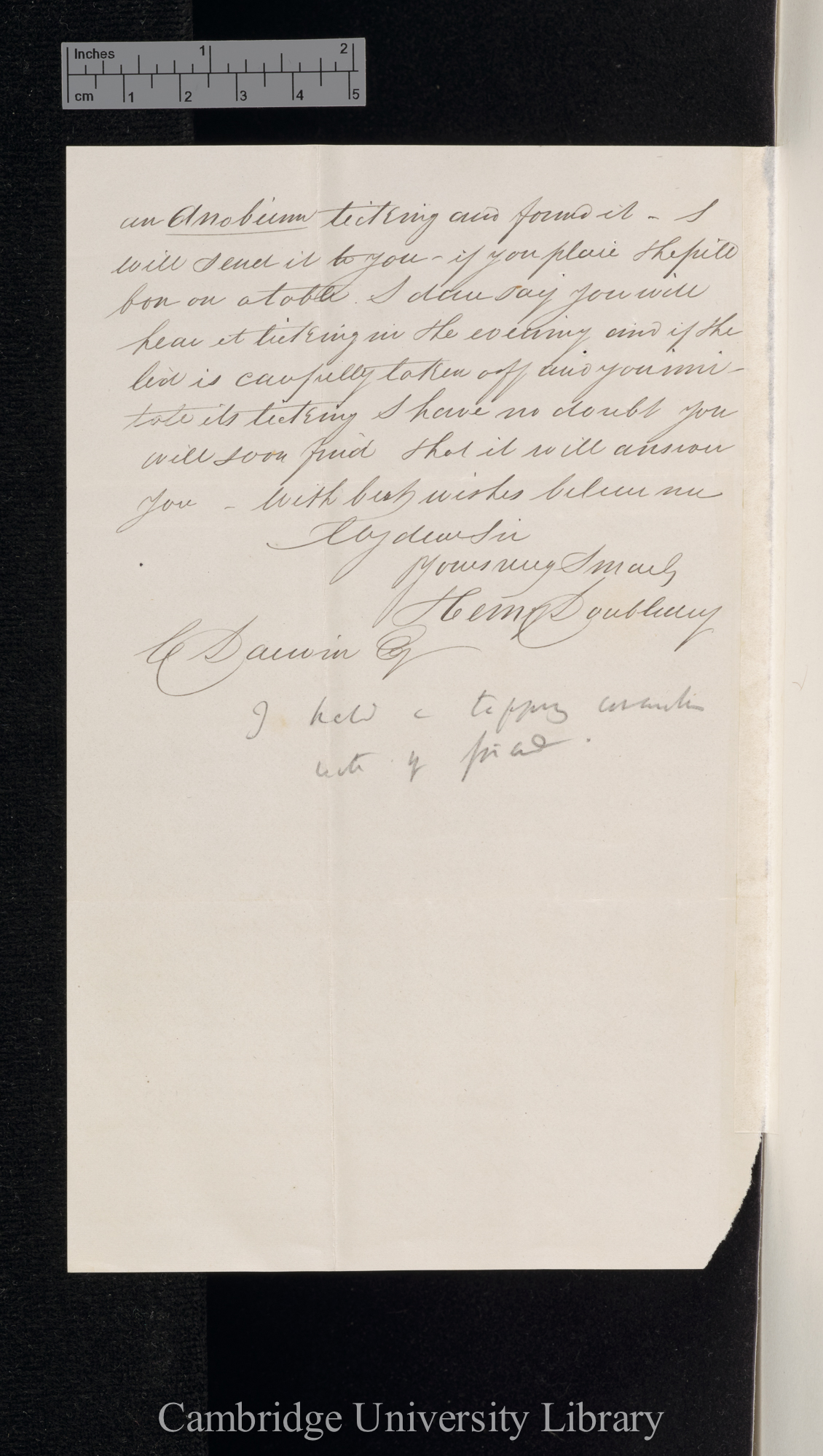 Henry Doubleday to Charles Robert Darwin