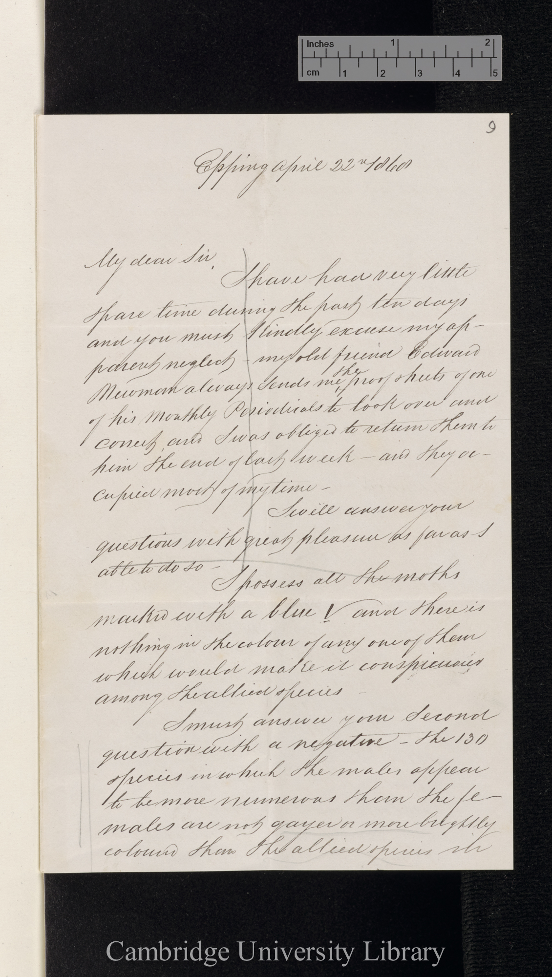 Henry Doubleday to Charles Robert Darwin