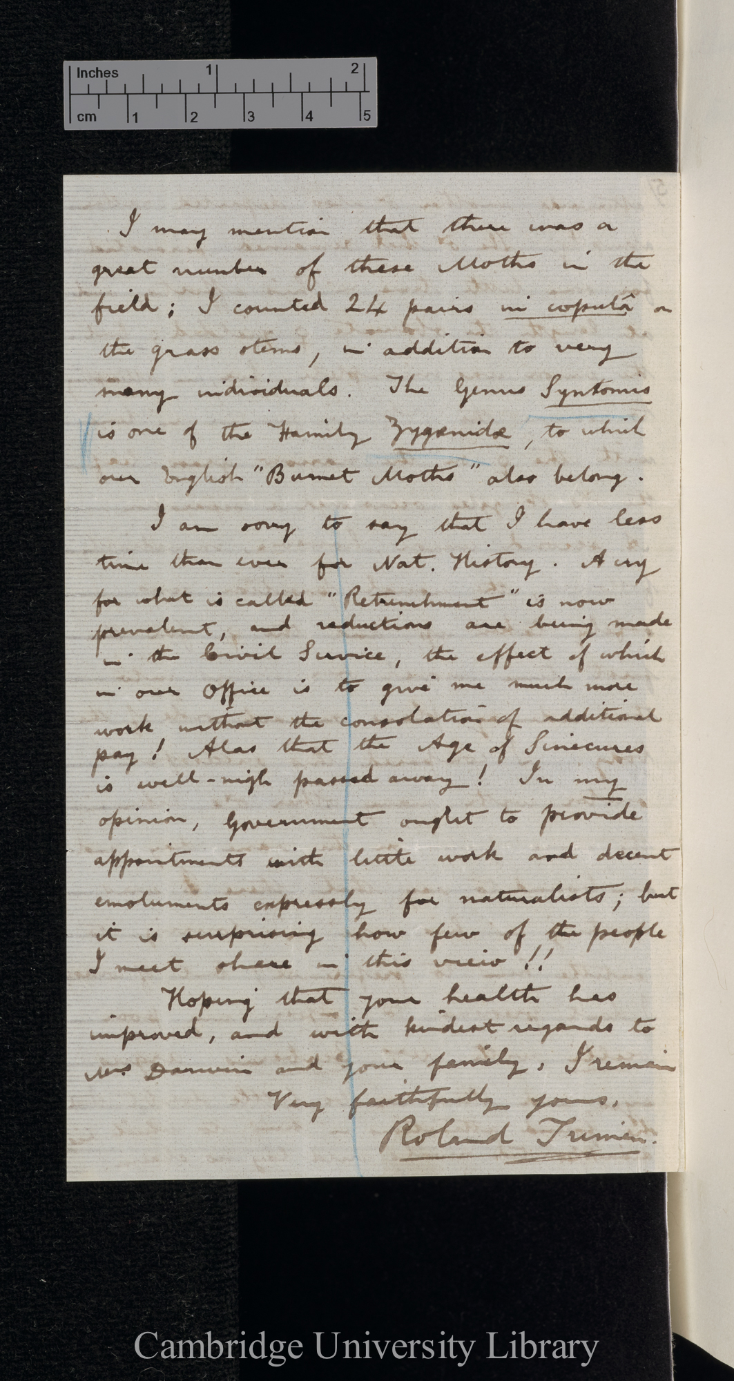 Roland Trimen to Charles Robert Darwin