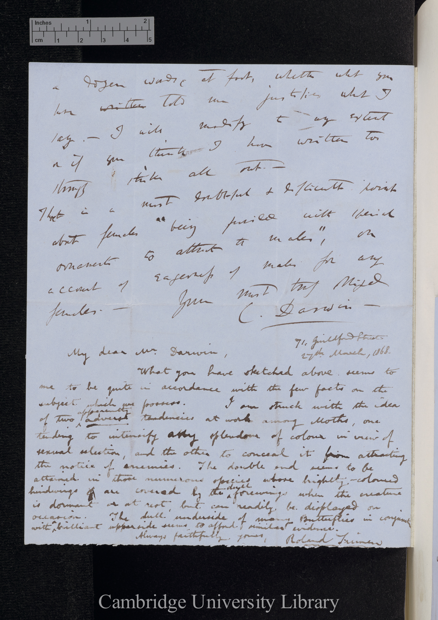 Charles Robert Darwin to [Roland Trimen]