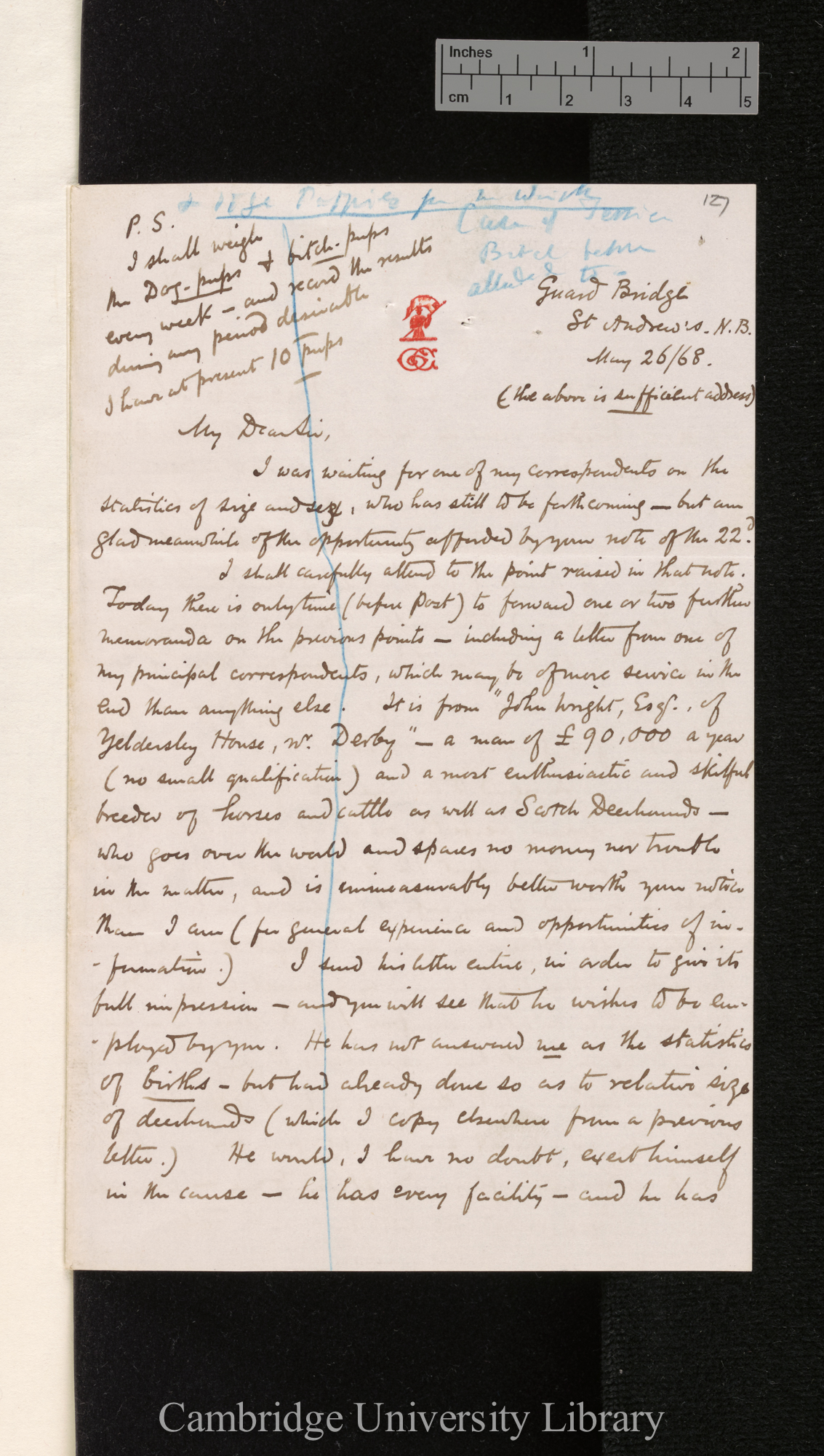 George Cupples to Charles Robert Darwin