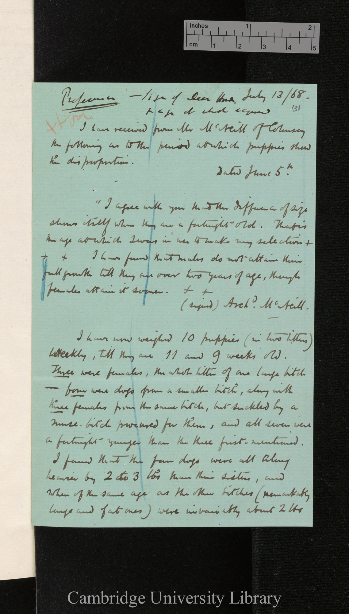 [George Cupples] to Charles Robert Darwin