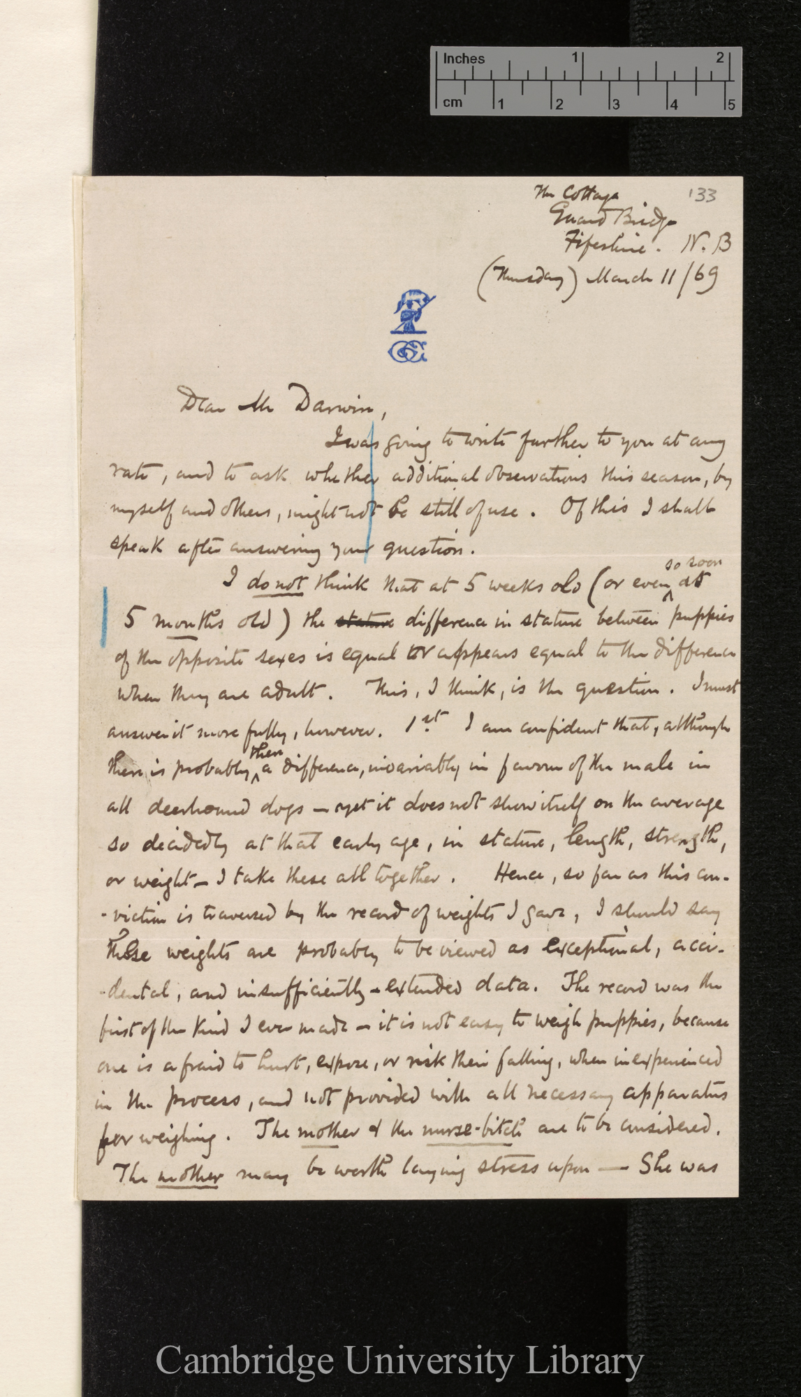 [George Cupples] to Charles Robert Darwin