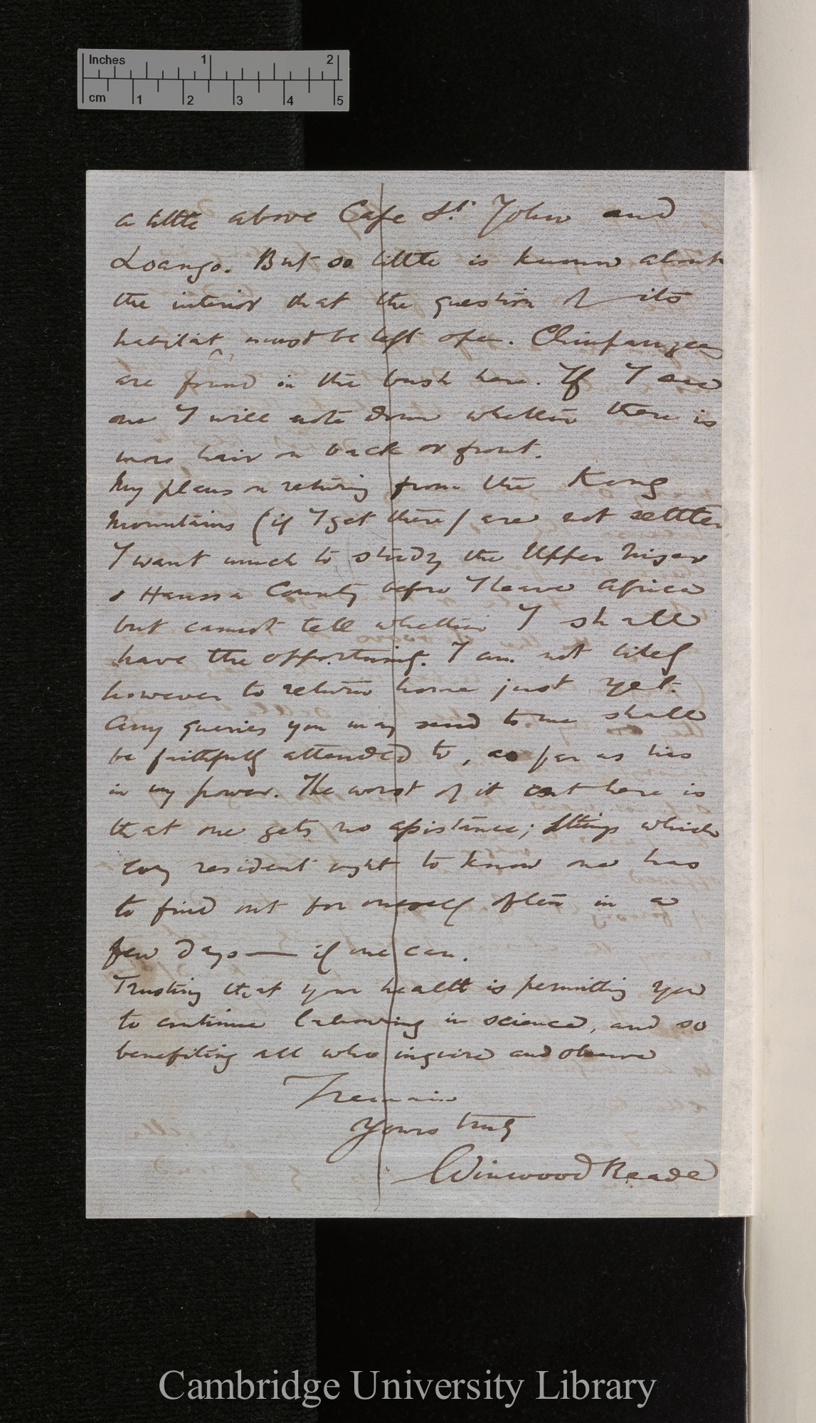 William Winwood Reade to Charles Robert Darwin