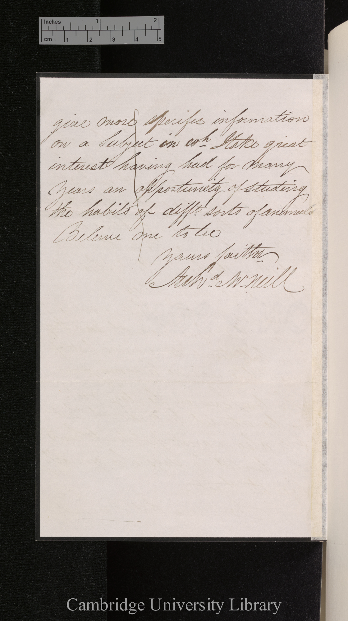 Archibald McNeill to Charles Robert Darwin