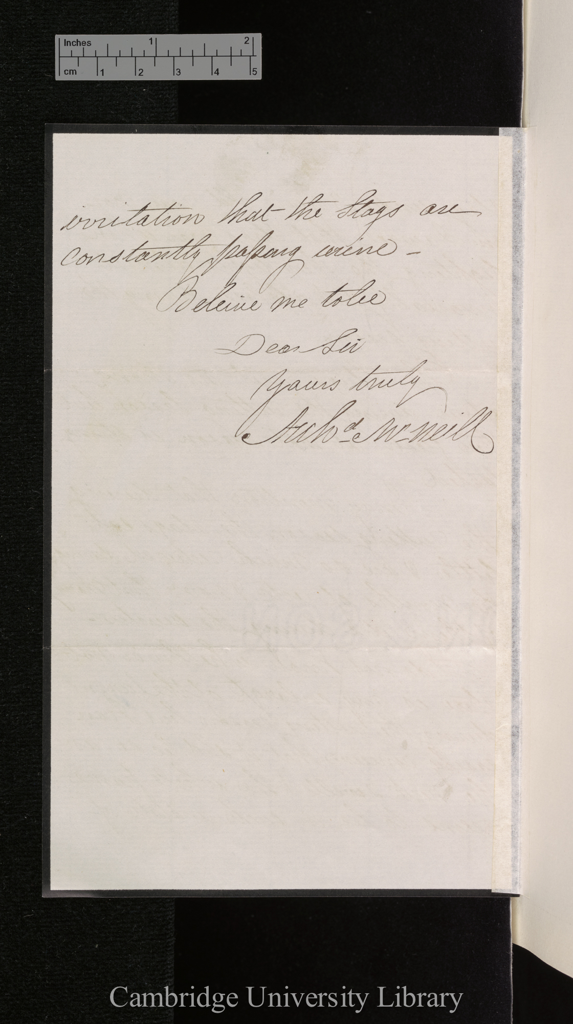 Archibald McNeill to Charles Robert Darwin