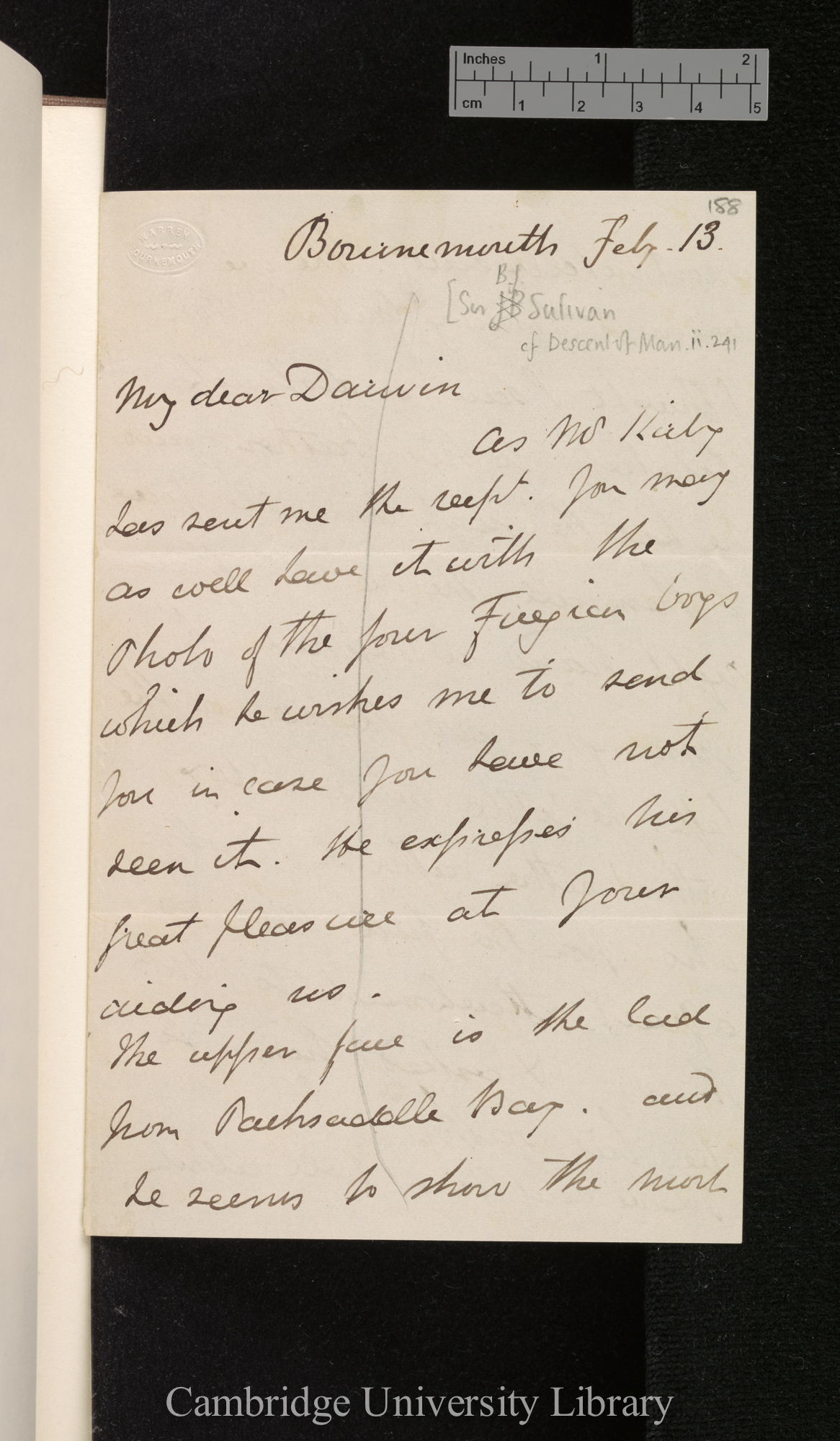 Sir Bartholomew James Sulivan to Charles Robert Darwin