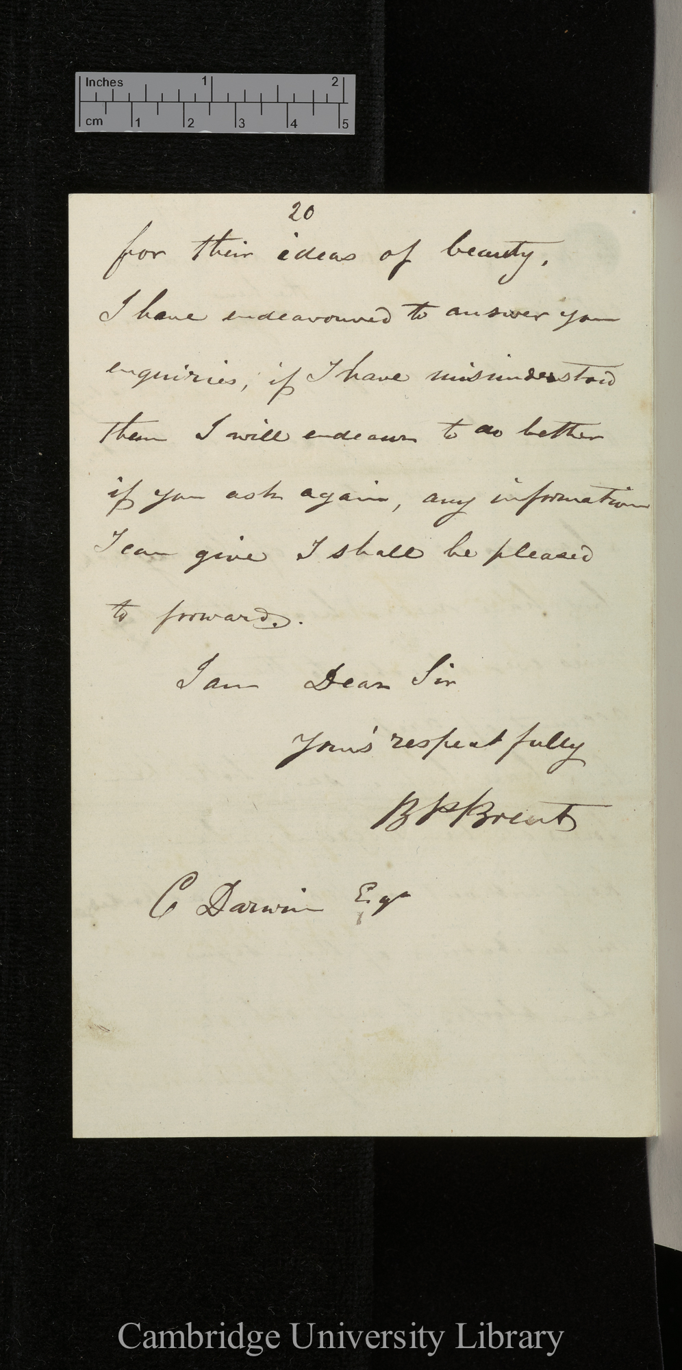 Bernard Philip Brent to Charles Robert Darwin