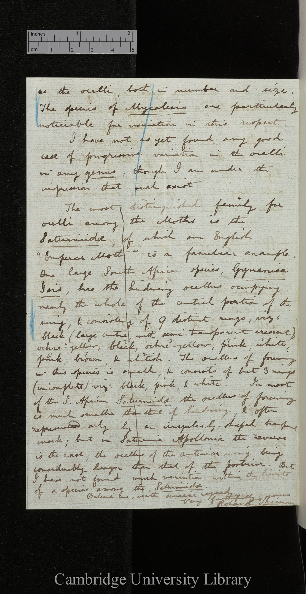 Roland Trimen to Charles Robert Darwin