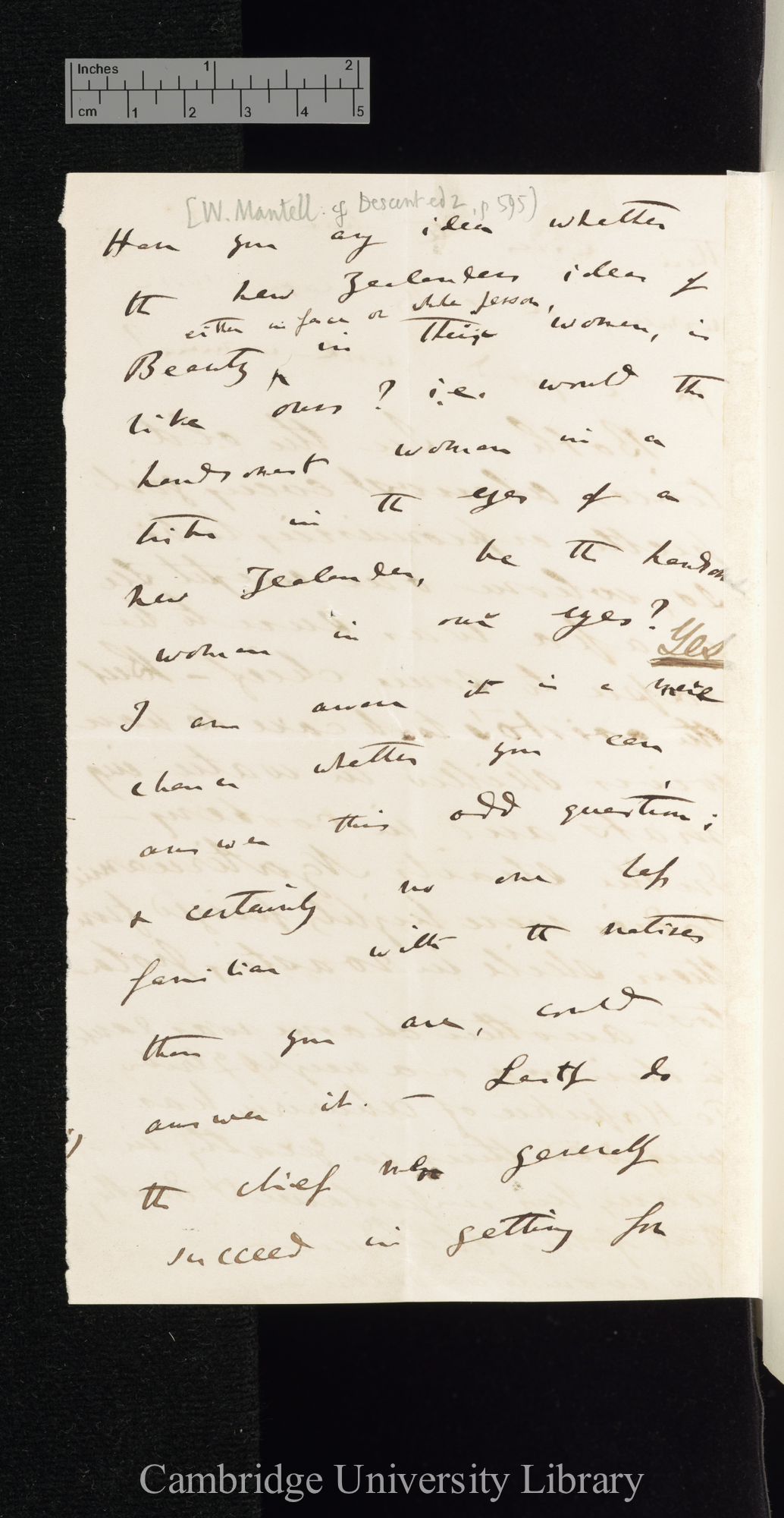 Charles Robert Darwin to [Walter Baldock Durrant Mantell]