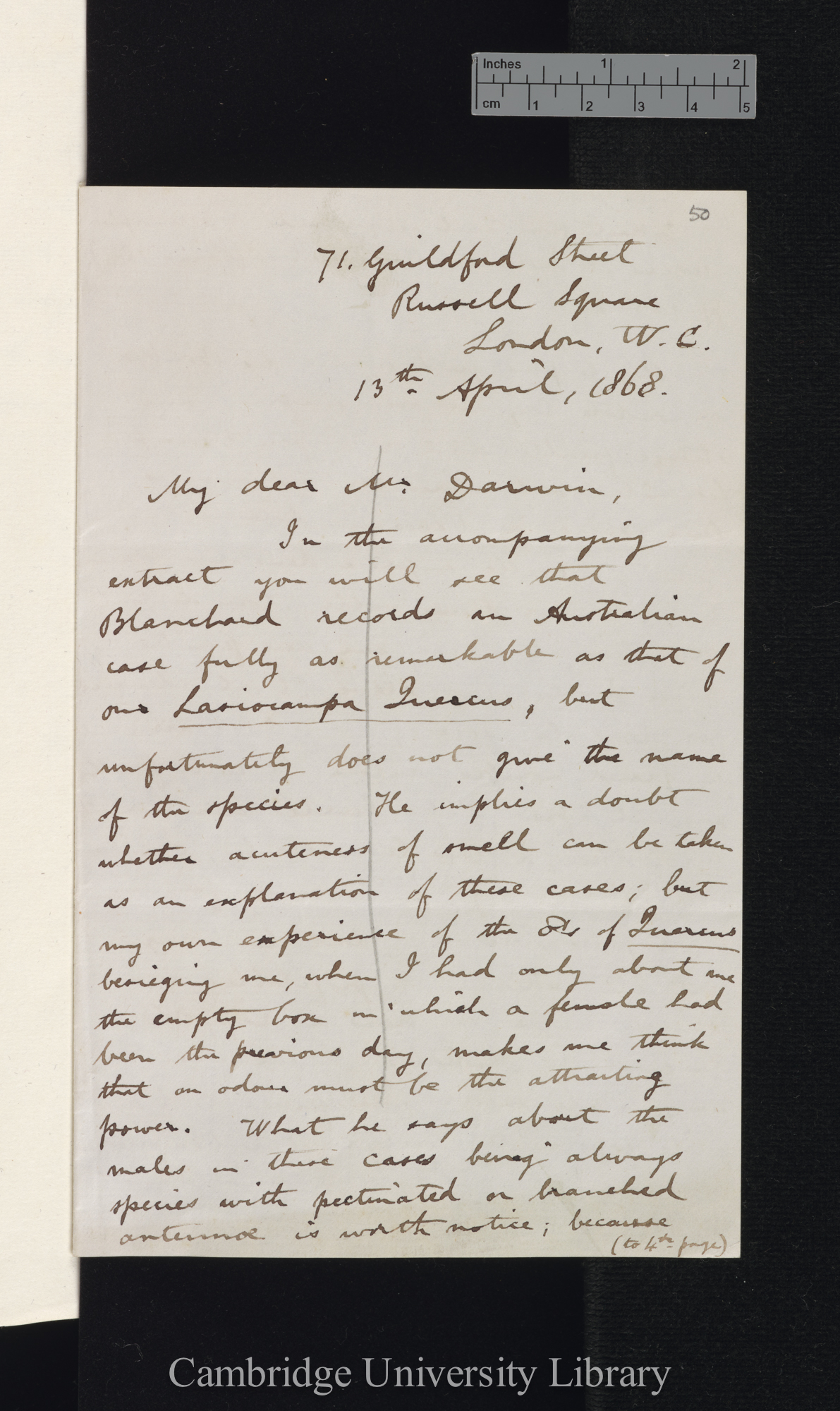 Roland Trimen to Charles Robert Darwin