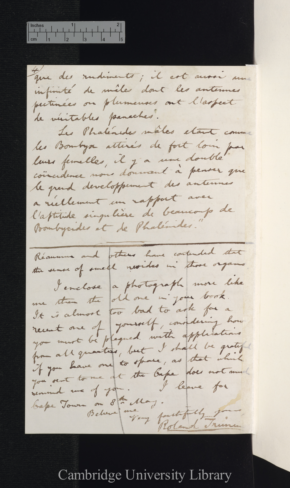 Roland Trimen to Charles Robert Darwin