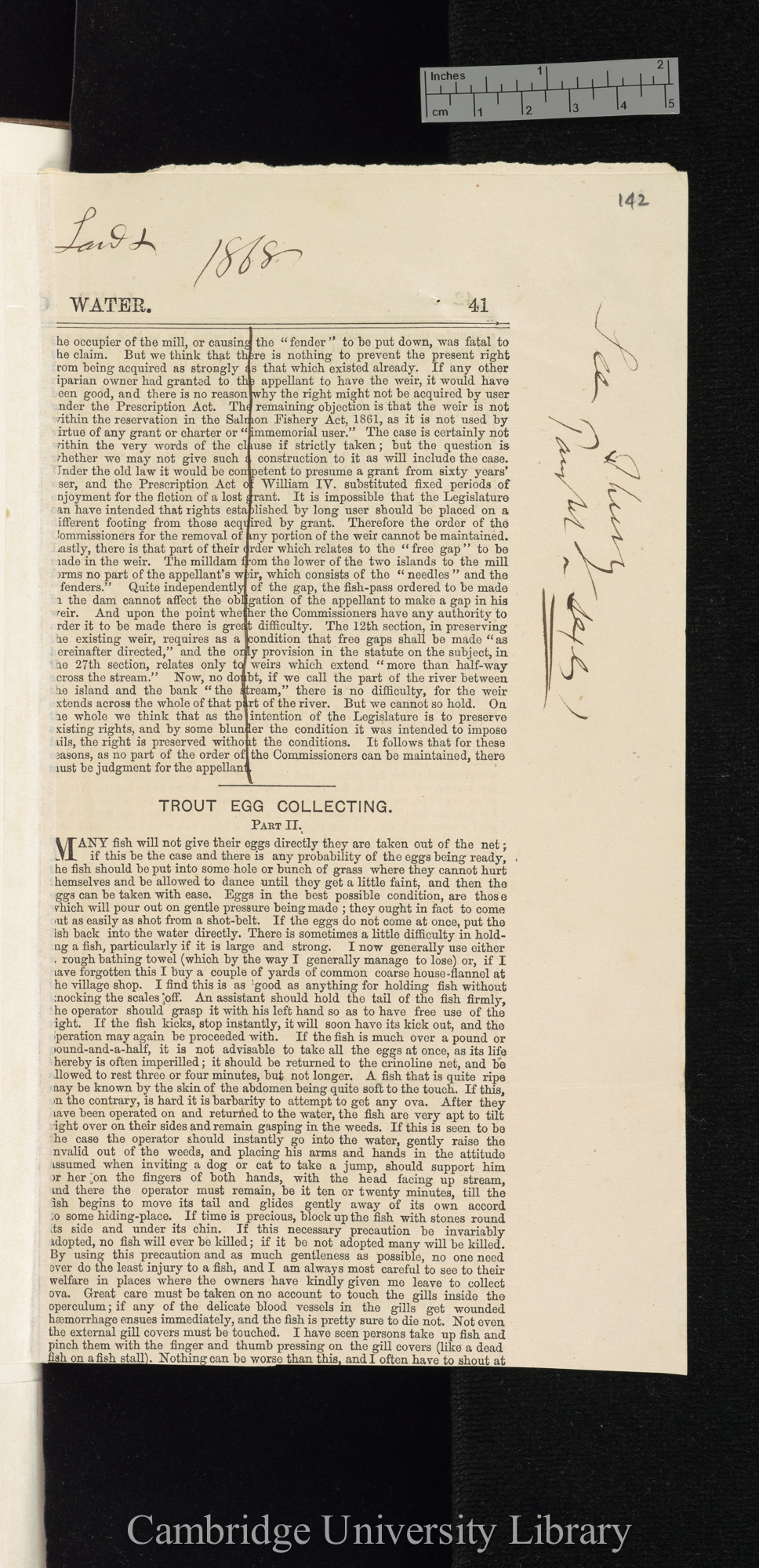 Buckland, Francis Trevelyan. Trout egg collecting (2) &#39;Land and Water&#39;: 41