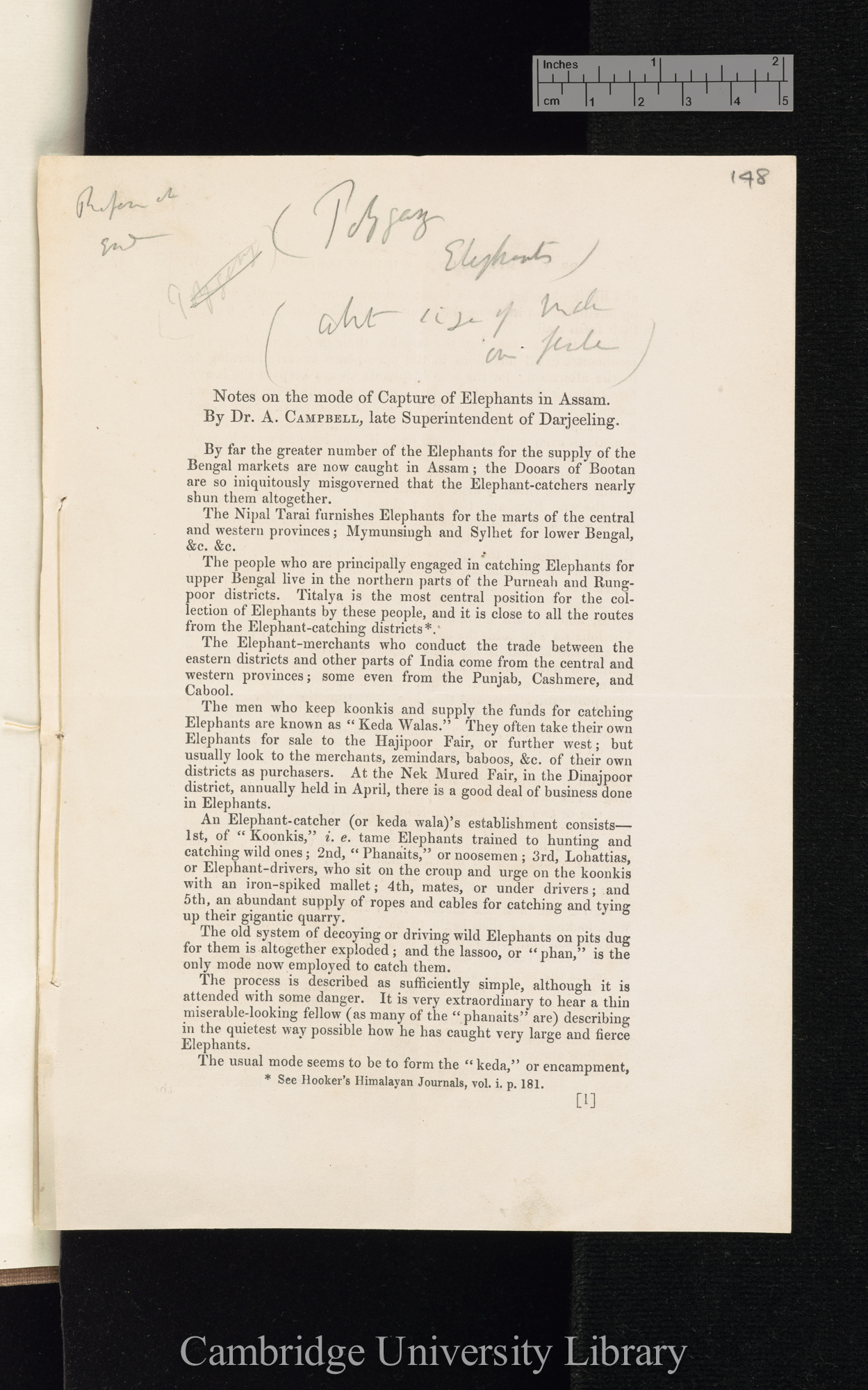 Campbell, Andrew. Notes on the capture of elephants in Assam &#39;Zoological Society of London (Proceedings)&#39;: [136]