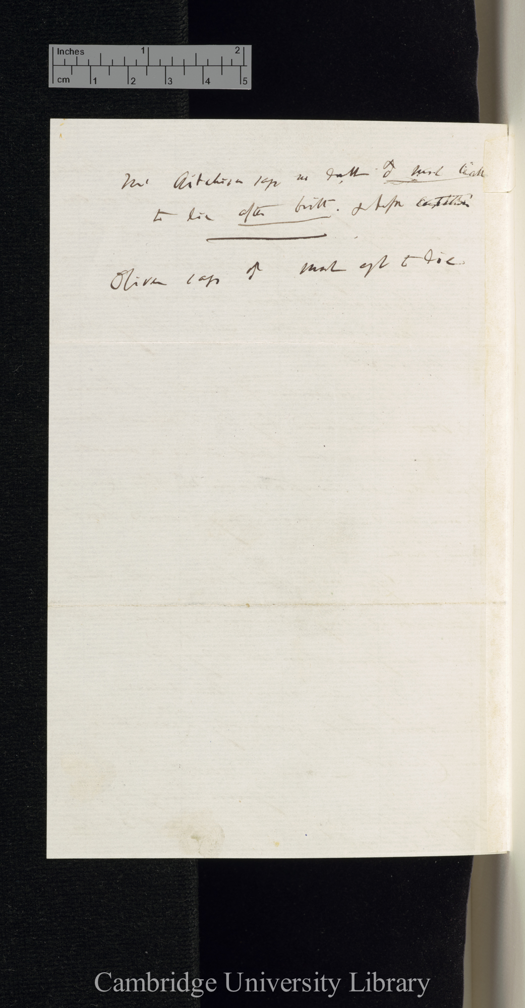 Robert Elliot to George Cupples, note by CD