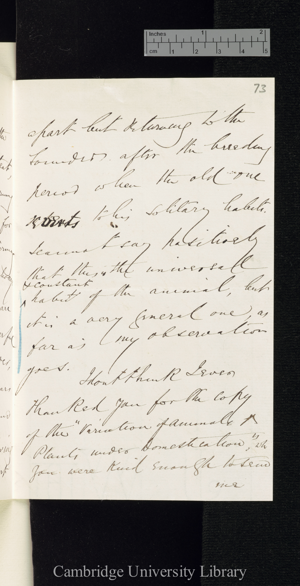 Sir Walter Elliot to Charles Robert Darwin