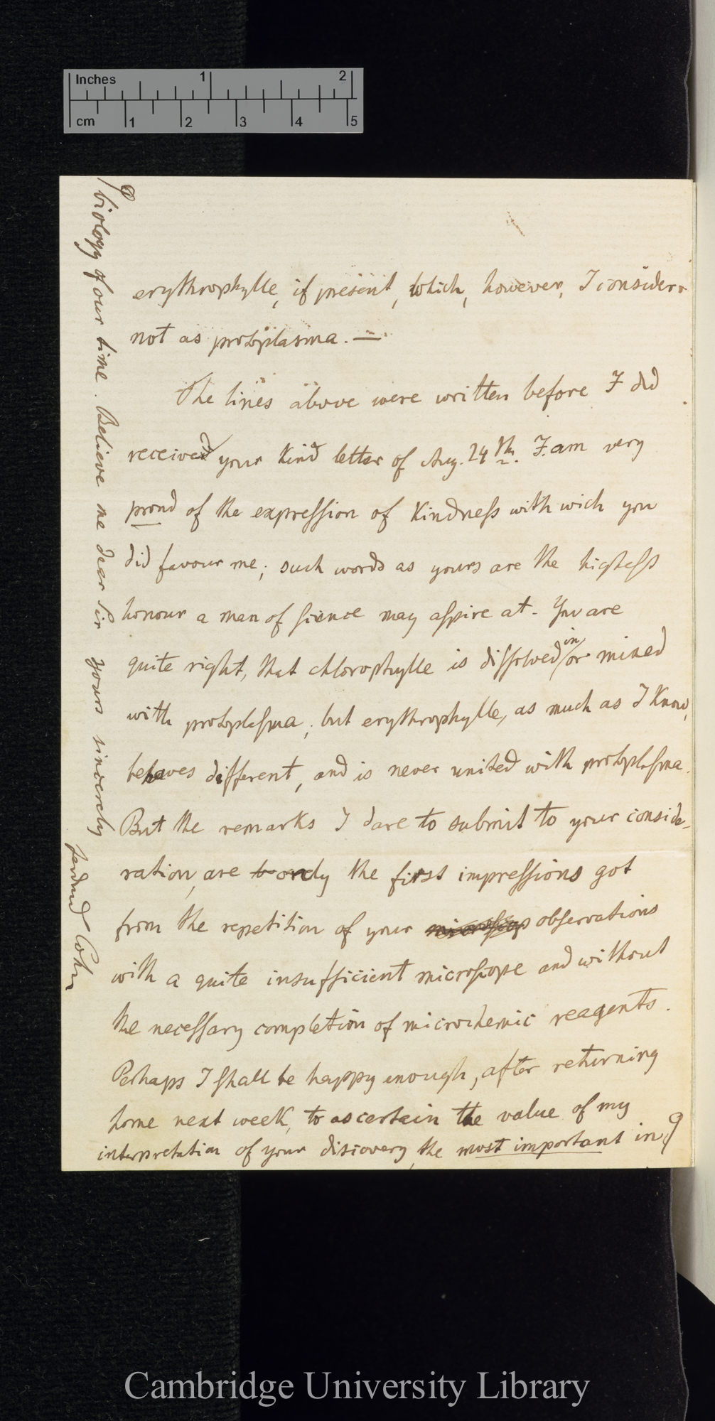 Ferdinand Cohn to Charles Robert Darwin